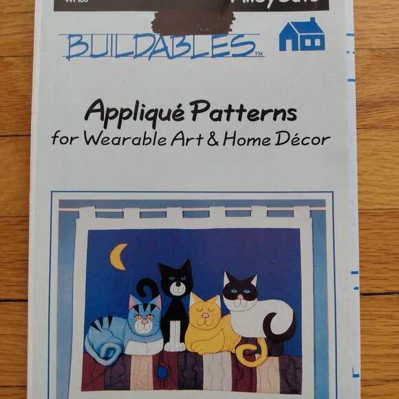 Vintage Cat Quilt Sewing Pattern 44"x34" Wallhanging 15" Pillow Buildables 1980s - Picture 2 of 7